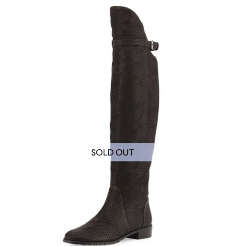 Stuart Weitzman Needaride Snake-Print Over-the-Knee Boot, Black